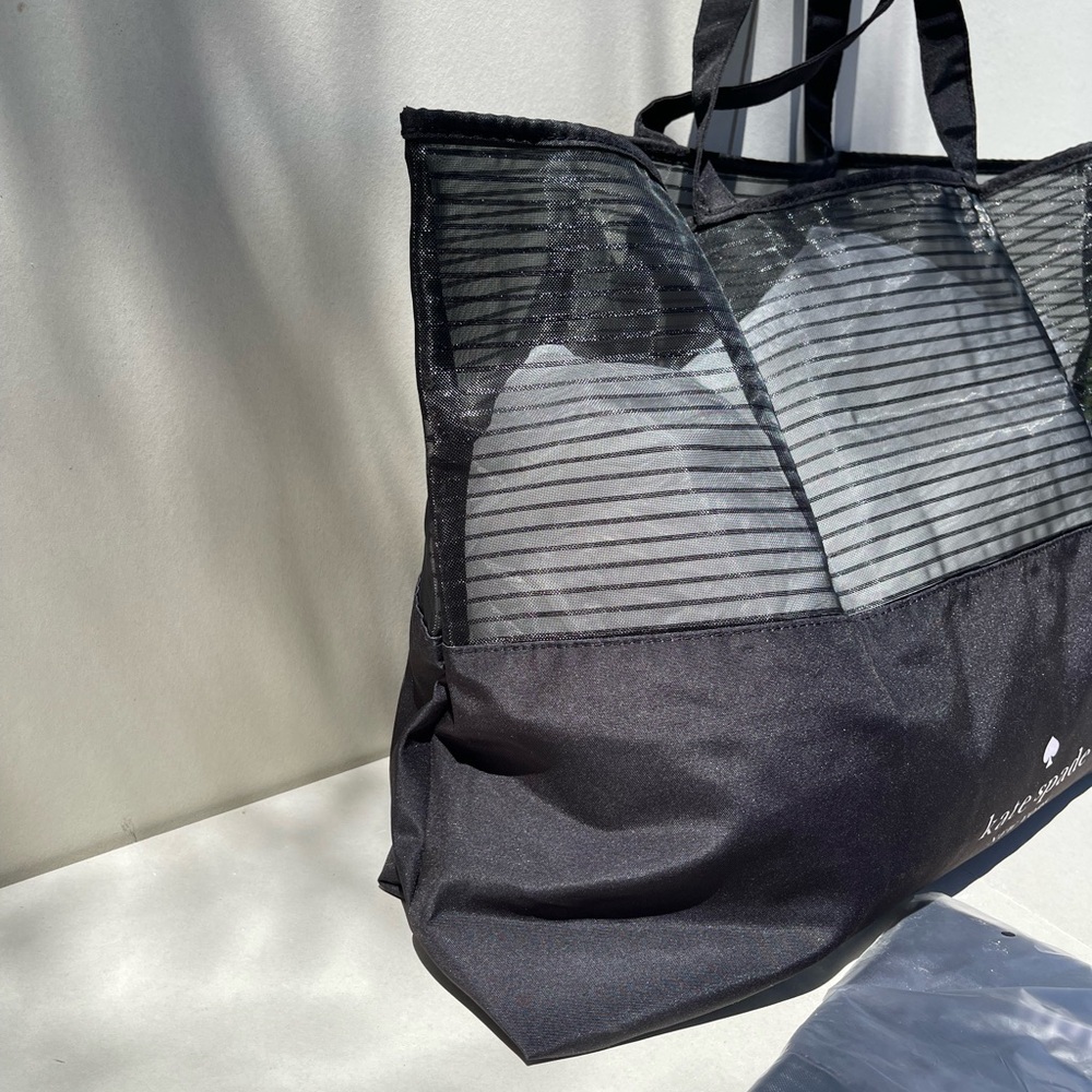(new+tag) Kate Spade large tote classic black mesh size 24.5x14.5 inch - Picture 8 of 11